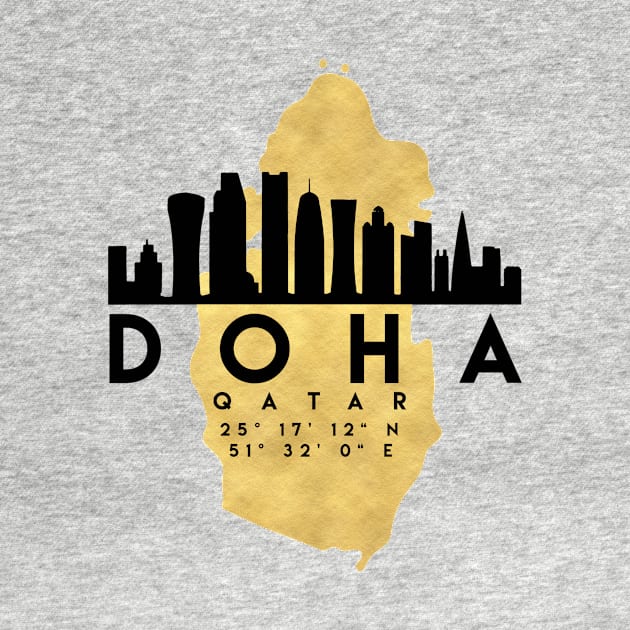 Doha Qatar Skyline Map Art by deificusArt